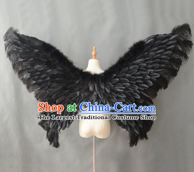 Custom Halloween Cosplay Fairy Wing Props Opening Ceremony Back Accessories Carnival Parade Black Feathers Butterfly Wings Miami Stage Show Wear