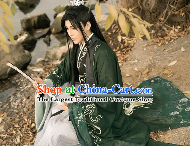 China Ming Dynasty Swordsman Historical Clothing Traditional Embroidered Hanfu Garments Ancient Young Male Costumes