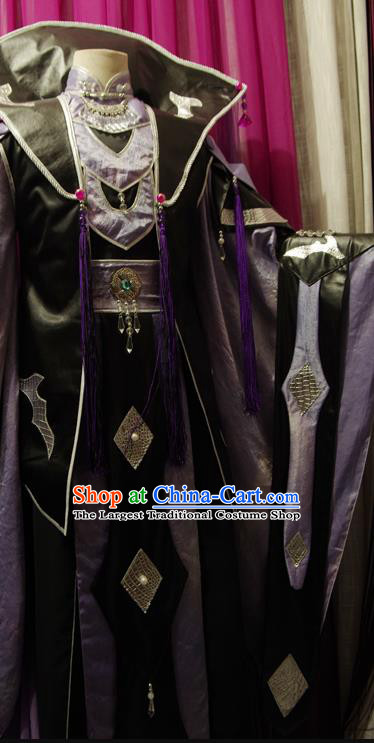 Chinese Puppet Show Royal Highness Liang Wuji Garment Costumes Ancient Noble King Robe Uniforms Traditional Cosplay Swordsman Clothing