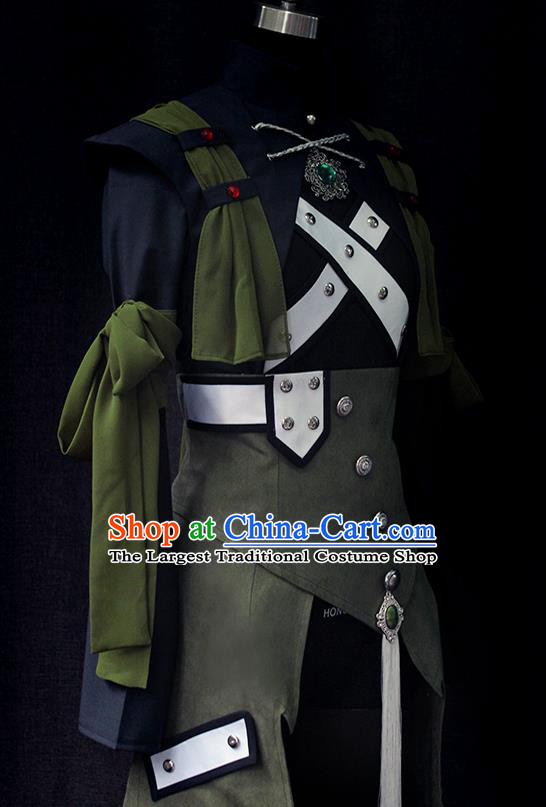 Custom Western Assassin Olive Green Suits Cosplay Knight Clothing Game Puppet Show Swordsman Garment Costumes