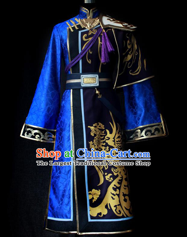 Chinese Game Dynasty Warriors Swordsman Garment Costumes Ancient Strategist Xun Yu Uniforms Traditional Cosplay Militarist Clothing