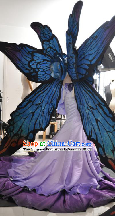 Top Traditional Butterfly Fairy Clothing Cosplay Goddess Purple Trailing Dress Outfits Game Character Queen Garment Costume