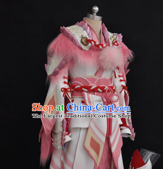 Top Game Character Dragon Lady Garment Costume Traditional Huntress Clothing Cosplay Swordswoman Pink Dress Outfits
