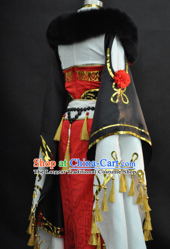 Top Cosplay Female Knight Red Dress Outfits Game Character Swordswoman Garment Costumes Traditional Moonlight Blade Clothing