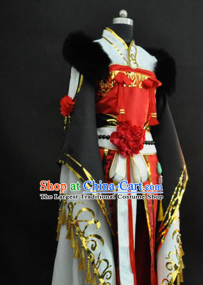Top Cosplay Female Knight Red Dress Outfits Game Character Swordswoman Garment Costumes Traditional Moonlight Blade Clothing