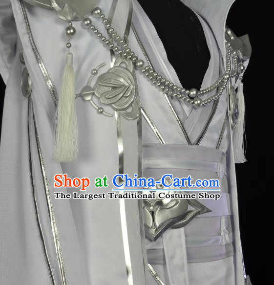 Custom Game Role Chivalrous Male White Suits Cosplay Knight Clothing Moonlight Blade Swordsman Garment Costumes