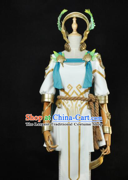 Top Overwatch Goddess Garment Costumes Traditional Game Role Angel Clothing Cosplay Swordswoman White Dress