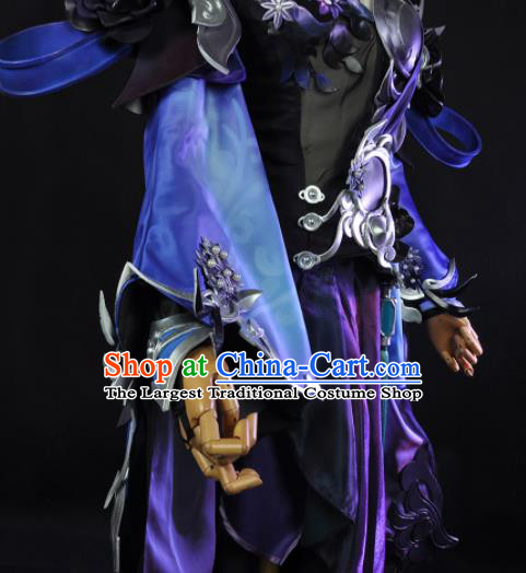 Top Traditional Chivalrous Woman Clothing Cosplay Fairy Purple Dress Game Role Female Knight Garment Costumes