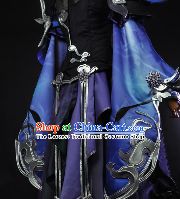 Top Traditional Chivalrous Woman Clothing Cosplay Fairy Purple Dress Game Role Female Knight Garment Costumes