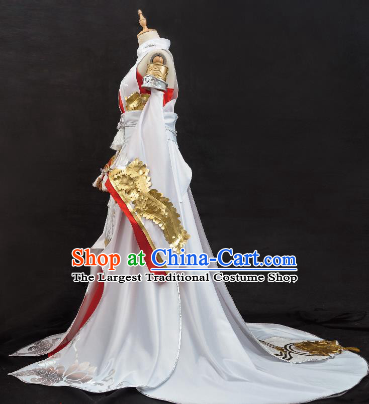 Top Game Role Female Knight Garment Costumes Traditional Fairy Princess Clothing Cosplay Swordswoman White Dress