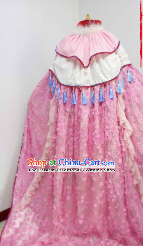 China Traditional Puppet Show Swordswoman Feng Cailing Garment Costumes Ancient Fairy Princess Clothing Cosplay Female Knight Pink Dress Outfits