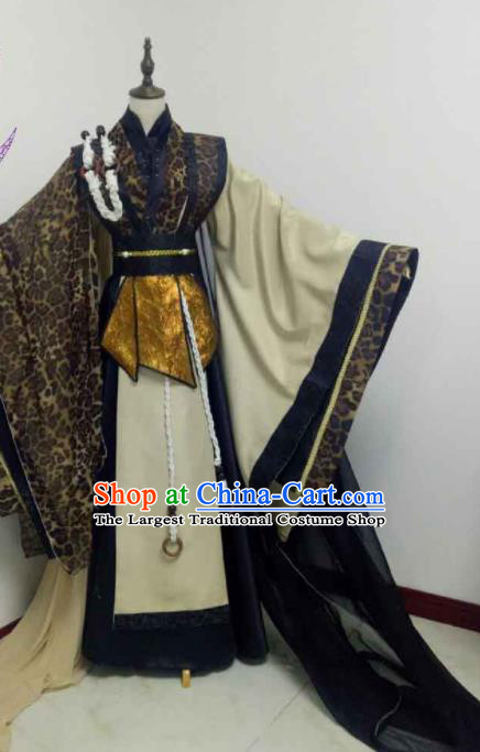 Chinese Puppet Show Young Man Garment Costumes Ancient Swordsman Uniforms Traditional Cosplay Chivalrous Knight Clothing