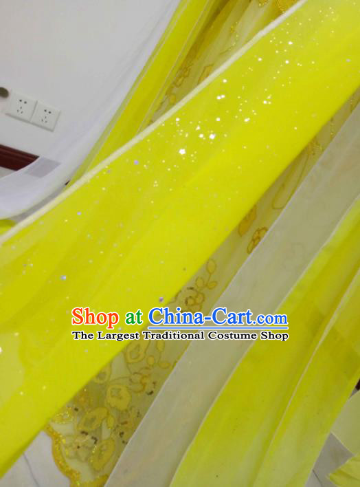 China Traditional Puppet Show Geng Qiulu Garment Costumes Ancient Goddess Clothing Cosplay Fairy Princess Yellow Dress Outfits