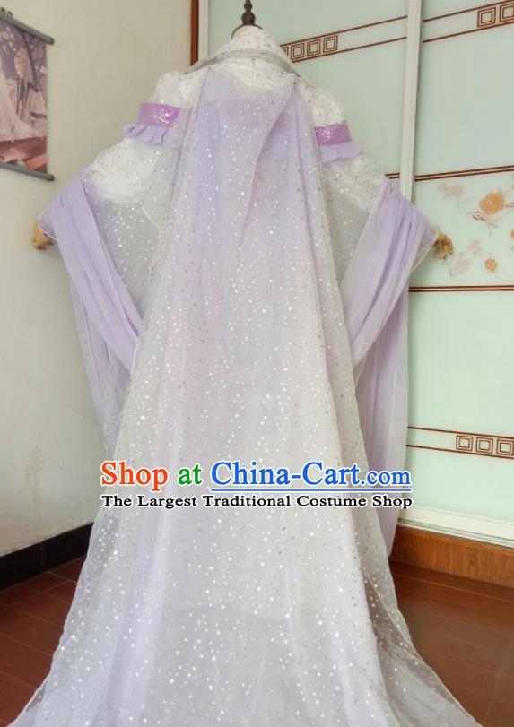 China Traditional Puppet Show Fairy Lou Wuhen Garment Costumes Ancient Princess Clothing Cosplay Young Beauty Lilac Dress Outfits