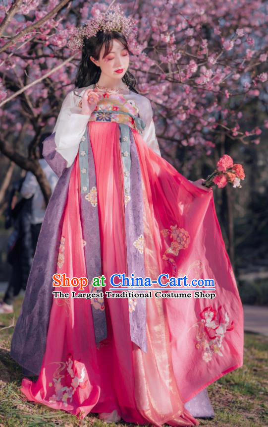 China Traditional Court Princess Historical Clothing Ancient Fairy Hanfu Dress Apparels Tang Dynasty Young Beauty Garment Costumes