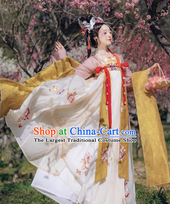 China Ancient Palace Beauty Hanfu Dress Apparels Tang Dynasty Court Lady Garment Costumes Traditional Princess Historical Clothing