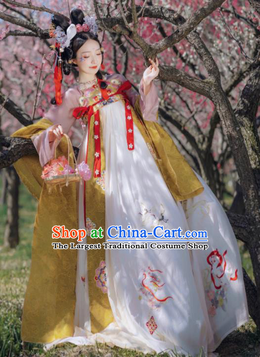 China Ancient Palace Beauty Hanfu Dress Apparels Tang Dynasty Court Lady Garment Costumes Traditional Princess Historical Clothing