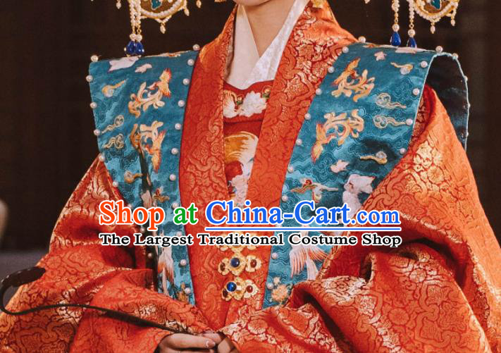 China Traditional Wedding Historical Clothing Ancient Empress Red Hanfu Dress Attires Ming Dynasty Court Woman Garment Costumes Complete Set