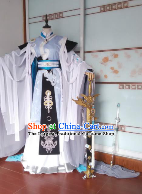 Chinese Ancient Royal King Uniforms Traditional Cosplay Swordsman Clothing Puppet Show Taoist Priest Ren Yunzong Garment Costumes