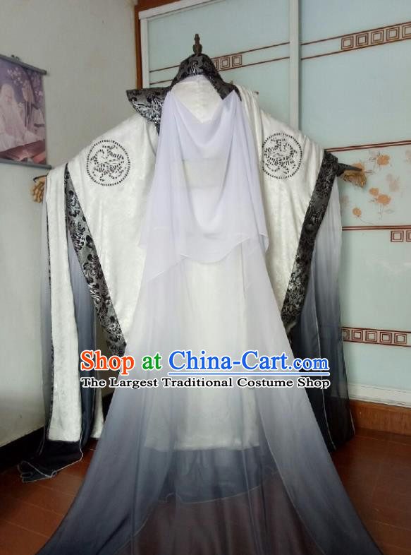 Chinese Traditional Cosplay Noble Childe Clothing Puppet Show Prince Garment Costumes Ancient Swordsman White Uniforms