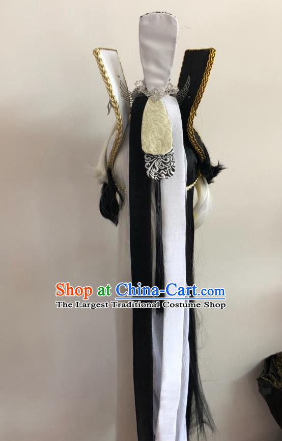 Handmade China Traditional Puppet Show King Headdress Ancient Knight Hairpieces Cosplay Swordsman Wigs and Hair Accessories