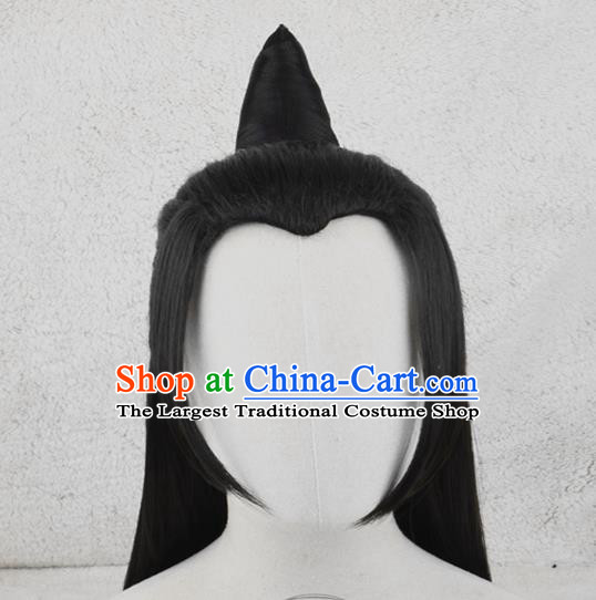 Chinese Cosplay Young Beauty Hair Accessories Ancient Female Knight Black Wigs Headwear Traditional Swordswoman Hairpieces