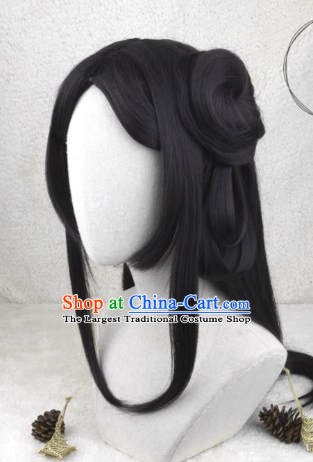 Chinese Cosplay Swordswoman Hair Accessories Ancient Palace Beauty Wigs Headwear Traditional Qin Dynasty Young Lady Hairpieces