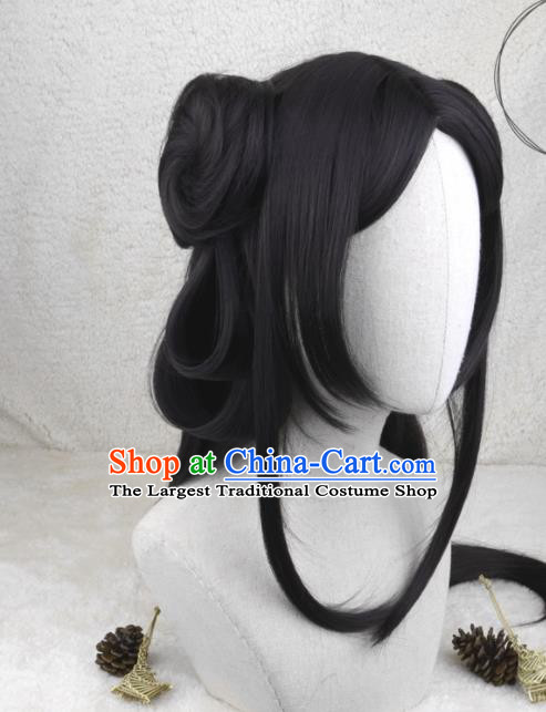 Chinese Cosplay Swordswoman Hair Accessories Ancient Palace Beauty Wigs Headwear Traditional Qin Dynasty Young Lady Hairpieces