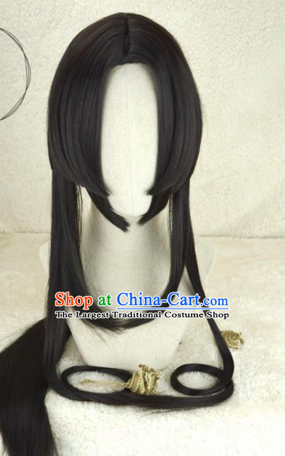 Chinese Cosplay Young Lady Hair Accessories Ancient Palace Princess Black Wigs Headwear Traditional Female Swordsman Hairpieces