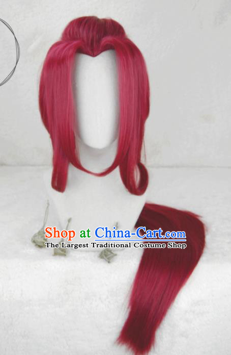 Chinese Cosplay Queen Hair Accessories Ancient Young Beauty Red Wigs Headwear Traditional Swordswoman Hairpieces