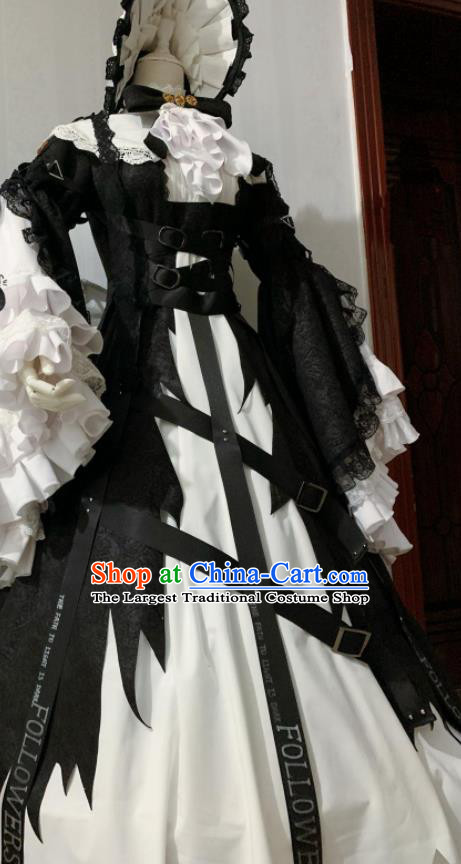 Custom Halloween Princess Garment Costume Cosplay Noble Lady Black Lace Dress Western Court Woman Clothing