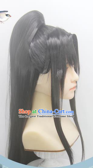 Handmade China Traditional Hanfu Warrior Hairpieces Ancient Swordsman Headdress Cosplay Qin Dynasty Young Knight Wigs