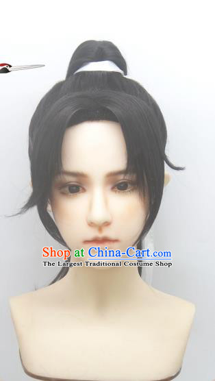 Handmade China Ancient Swordsman Headdress Cosplay Young Knight Wigs Traditional Honor of Kings Li Xiaoyao Hairpieces