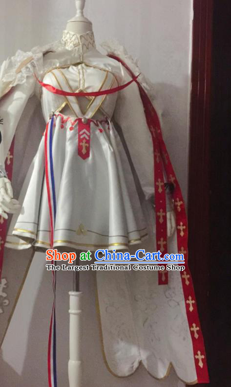 Custom Gothic Magic Lady Clothing Halloween Stage Performance Garment Costume Cosplay Moon Fairy White Dress