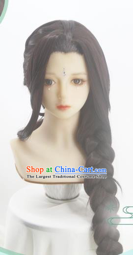 Chinese Cosplay Palace Lady Hair Accessories Ancient Imperial Consort Brown Wigs Headwear Traditional Qin Dynasty Queen Hairpieces
