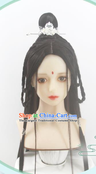 Chinese Cosplay Swordswoman Hair Accessories Ancient Young Beauty Wigs Headwear Traditional Jin Dynasty Princess Hairpieces