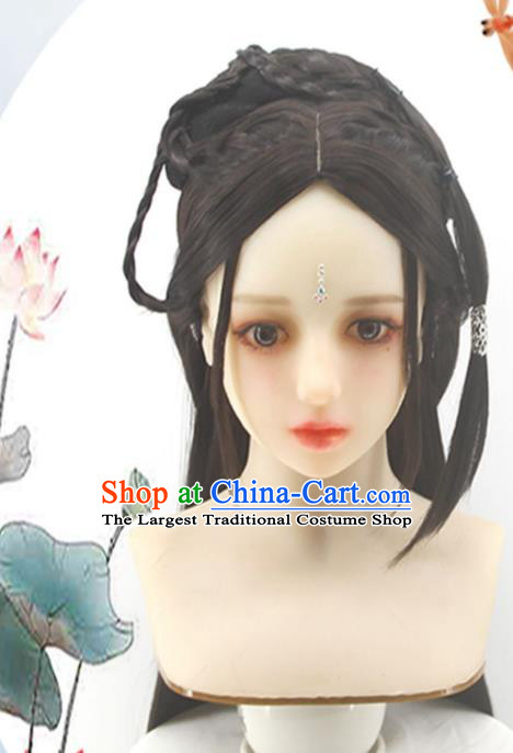 Chinese Cosplay Noble Lady Hair Accessories Ancient Young Beauty Wigs Headwear Traditional Song Dynasty Princess Hairpieces