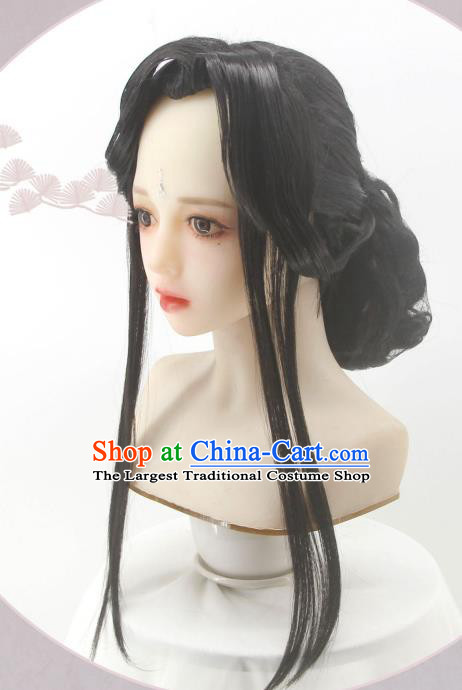 Chinese Traditional Qin Dynasty Princess Hairpieces Cosplay Swordswoman Hair Accessories Ancient Young Woman Wigs Headwear