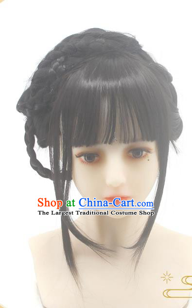 Chinese Cosplay Young Lady Hair Accessories Ancient Princess Bangs Wigs Headwear Traditional Ming Dynasty Hairpieces