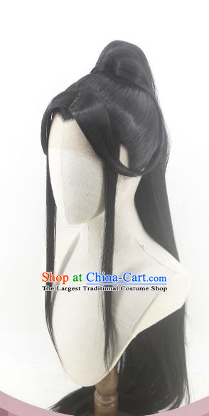 Handmade China Ancient Crown Prince Headdress Cosplay Swordsman Black Wigs Traditional Heaven Official Blessing Xie Lian Hairpieces