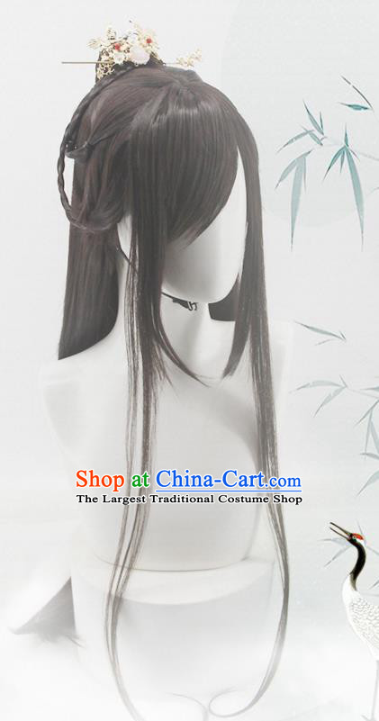 Chinese Ancient Court Princess Wigs Headwear Traditional Jin Dynasty Hanfu Hairpieces Cosplay Palace Beauty Hair Accessories