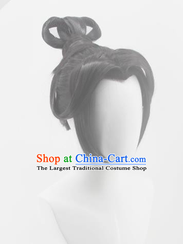Chinese Ancient Imperial Consort Front Lace Wigs Headwear Traditional Hanfu Qin Dynasty Hairpieces Cosplay Goddess Hair Accessories
