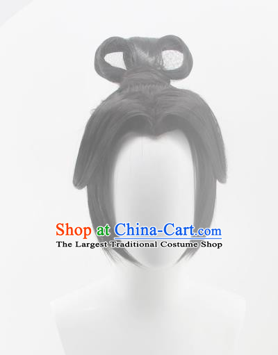 Chinese Ancient Imperial Consort Front Lace Wigs Headwear Traditional Hanfu Qin Dynasty Hairpieces Cosplay Goddess Hair Accessories