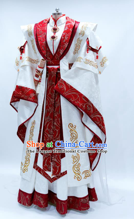 Custom China Puppet Show Emperor Mo Lisao Clothing Ancient Royal Highness Garment Costumes Cosplay Monarch White Outfits