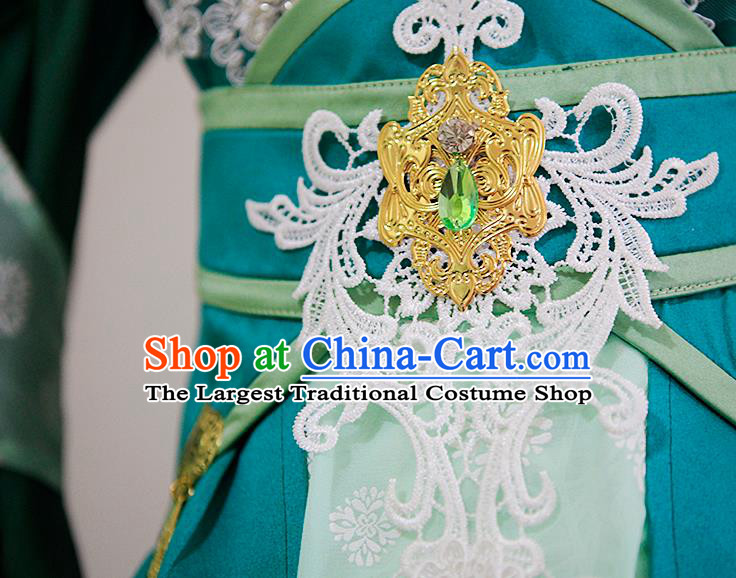 Top Chinese Ancient Swordswoman Clothing Traditional Game Role Young Beauty Blue Dress Apparels Cosplay Female Knight Garment Costumes