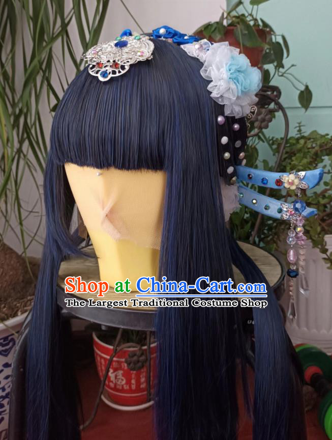 Chinese Traditional Puppet Show Linglong Xue Fei Hairpieces Cosplay Fairy Princess Hair Accessories Ancient Young Lady Wigs Headwear