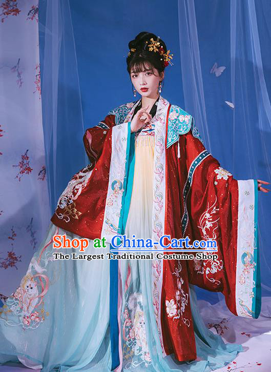 China Tang Dynasty Princess Historical Clothing Traditional Court Beauty Hanfu Dress Apparels Ancient Palace Lady Garment Costumes