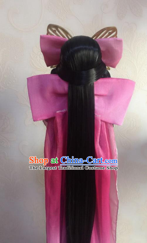 China Traditional Puppet Show Feng Cailing Hair Accessories Cosplay Fairy Princess Hairpieces Ancient Young Lady Wigs and Hair Crown
