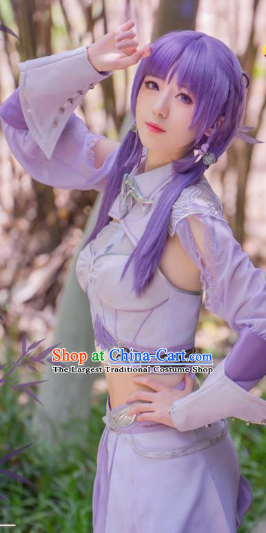 Custom Game Dou Luo Da Lu Young Lady Bai Chenxiang Purple Dress Halloween Goddess Clothing Cosplay Fairy Princess Garment Costumes