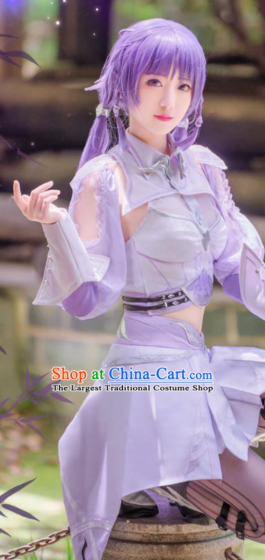Custom Game Dou Luo Da Lu Young Lady Bai Chenxiang Purple Dress Halloween Goddess Clothing Cosplay Fairy Princess Garment Costumes